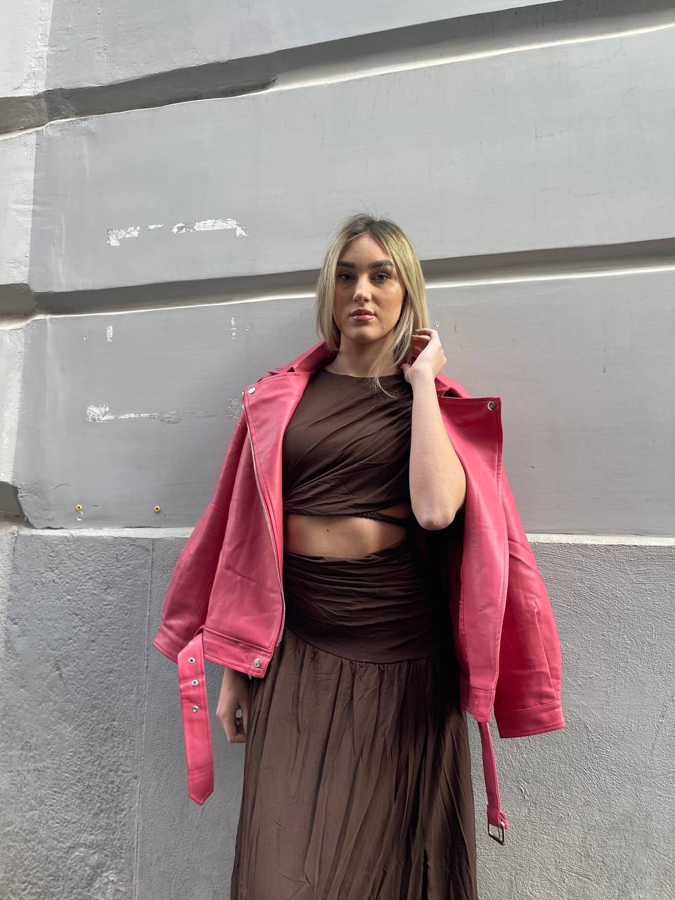 Chiodo ecopelle Pink