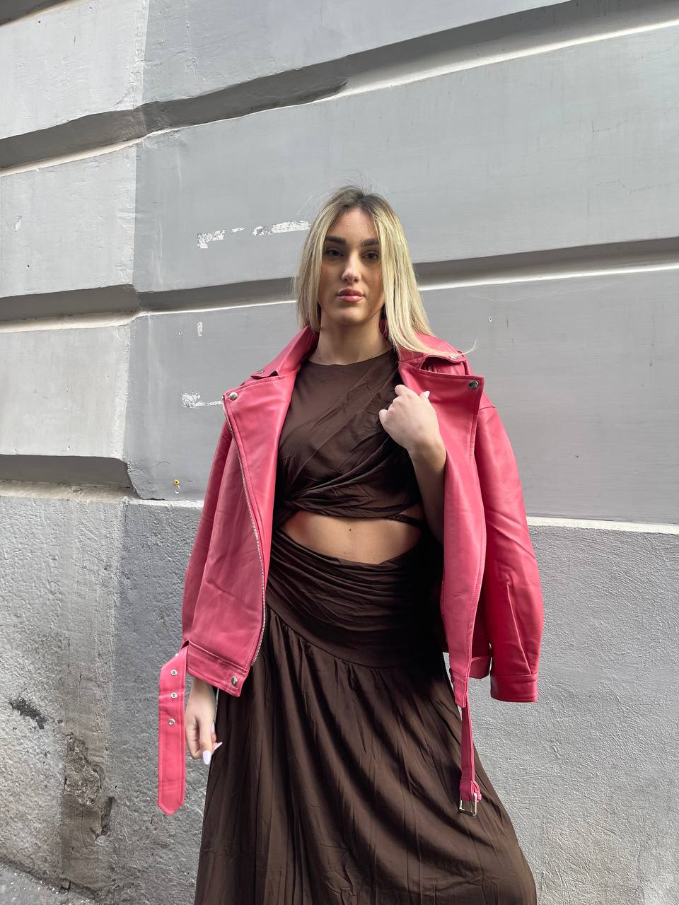 Chiodo ecopelle Pink