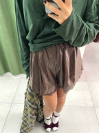 Short ecopelle pizzo